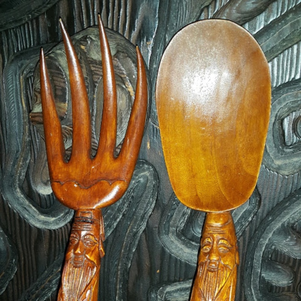 Vintage Hand Carved Wood Kitchen Decor